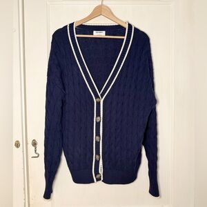 Old Navy Navy Blue Slouchy Cable-Knit Cardigan Sweater Women's Small